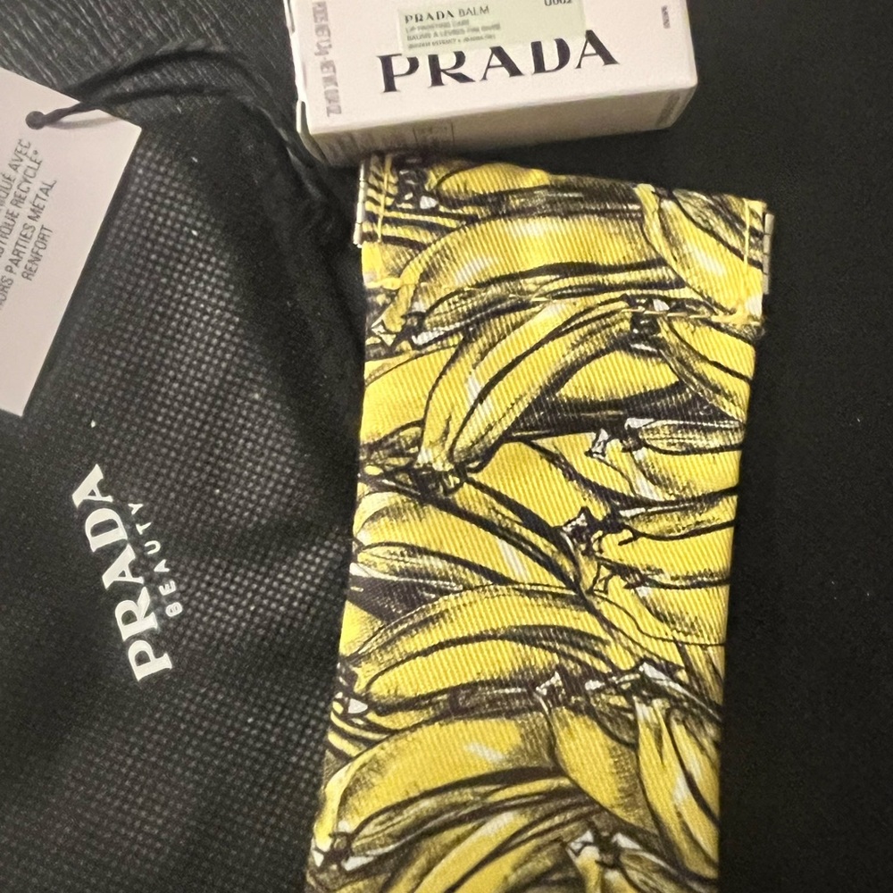 Prada Beauty Banana Lipstick Pouch + Prada Balm Banana Mini 0.04 oz BNIB